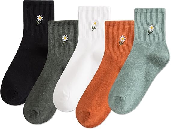 ChicAbodeWomen's Fashion Cute Cotton Socks, Novelty Funny Above Ankle Crew Socks, Holiday Gifts for Women 5 Pairs