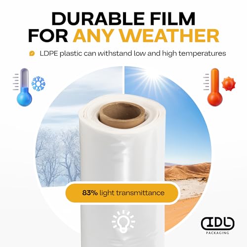 Plastic Sheeting 4 mil, 4' x 50' (200 sq.ft.), Pack of 2 - Thick Semi-Clear Plastic Sheeting for Construction, Painting, Drop Cloth, Slide&Slip - Heavy Duty LDPE Film Roll by IDL Packaging by IDL Packaging - Image 5