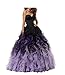 FWVR Women's Ombre Lace Up Ruffles Ball Gown Long Prom Quinceanea Dressess BlackPurple 14