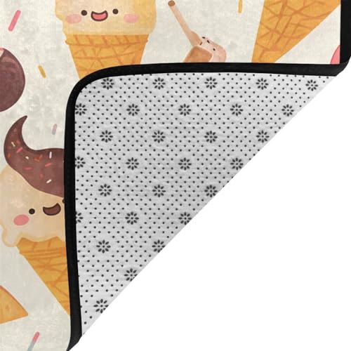 Tapis imprimé cônes de crème glacée grand format velours résistant - 5