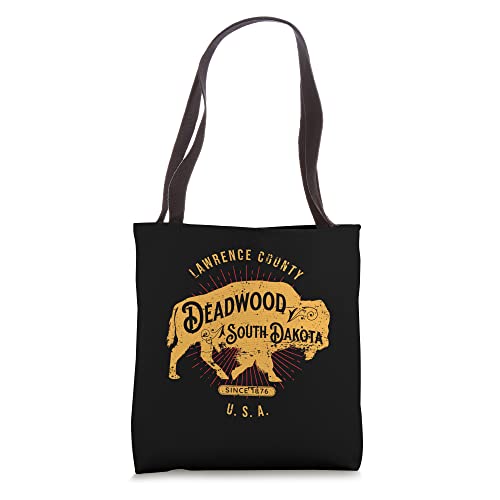 Deadwood South Dakota USA Distressed Bison Design Souvenir Tote Bag