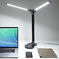LED Desk Lamps for Home Office, 14W Double Swing Arm Desk Lamp with USB Charging Port, Eye-Caring Architect Task Lamp, Desktop Lamp with Night Light Table Light for Work Study Craft with Adapter