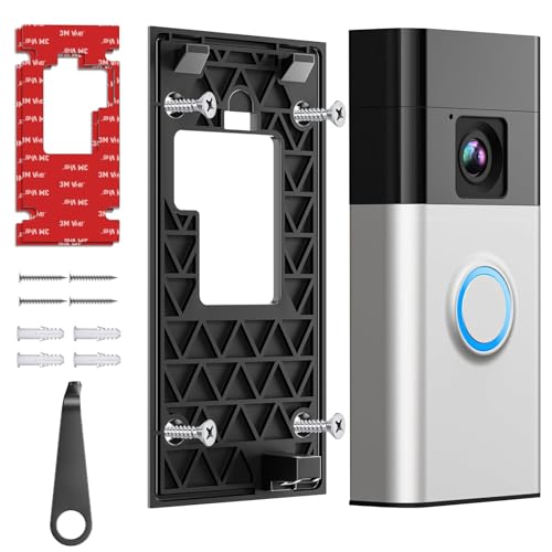 Augstci No Drill Ring Doorbell Mount for Ring Battery Doorbell (2024 Release), Strong Adhesive Mounting Plate, Renter Friendly Rings Doorbells Mount for Apartments, Office, Houses, 1 Pack