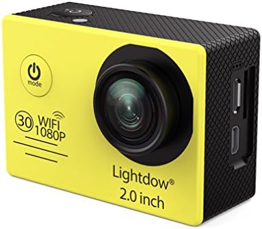 Lightdow LD6000 WiFi 1080P HD Sports Action Camera Kit - App Remote Control 30m Waterproof 2.0 inch LCD Screen 170 Degree Wide Angle 2 Rechargeable Batteries and Mounting Accessories (Yellow+WiFi)