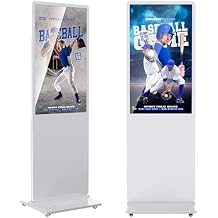 43 inch Indoor Digital Signage LCD Screen IPS Floor Standing Digital Kiosks Interactive Displays with WiFi HDMI/USB Input Auto AD Player, Android OS White