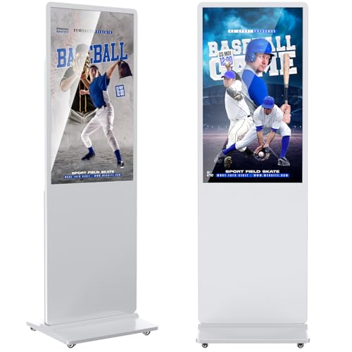 YCKJNB 43 inch Indoor Digital Signage LCD Screen IPS Floor Standing Digital Kiosks Interactive Displays with WiFi HDMI/USB Input Auto AD Player, Android OS White