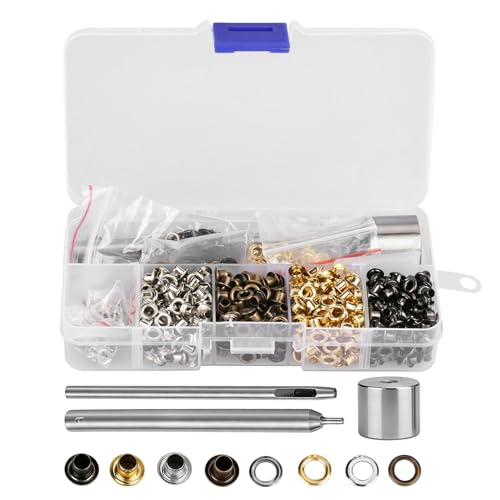 420PCS 3mm Grommets Eyelets Kit with 3pcs Handwork Tools, Eyelet Grommet Washer Set 3mm 1/8\" Grommet Tool Kit Eyelet Setting Tool for Leather Craft Clothes Sewing