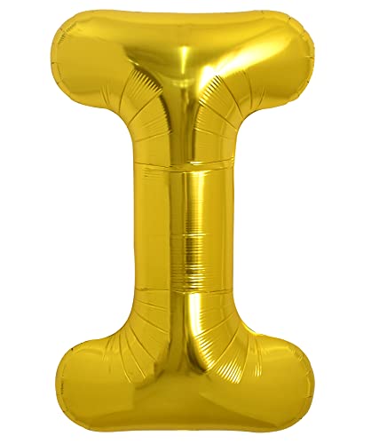 Toniful 40 Inch Large Gold Letter I Balloons Helium Balloons,Foil Mylar Big Balloons For Birthday Party Anniversary Supplies Decorations #TOP16