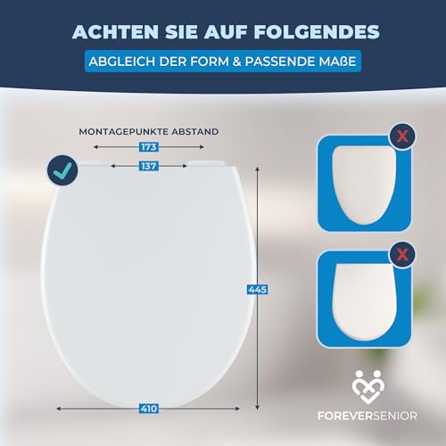 Foreversenior Toilettensitzerhöhung 7,5 cm – Mit Deckel & Absenkautomatik, sichere WC Sitzerhöhung für Senioren, nach OP & Reha, einfache Montage, rutschfest & komfortabel