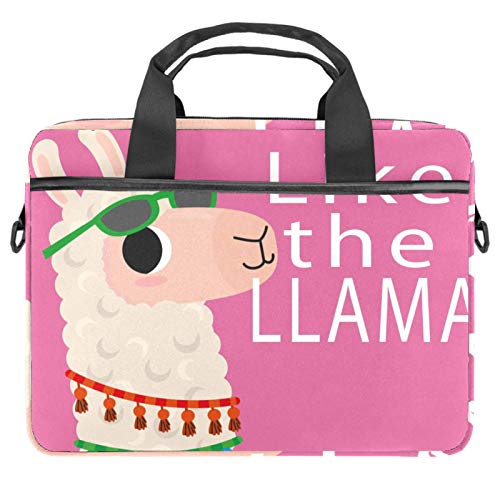 Sac à bandoulière pour ordinateur 13-14 pouces motif alpaga rose