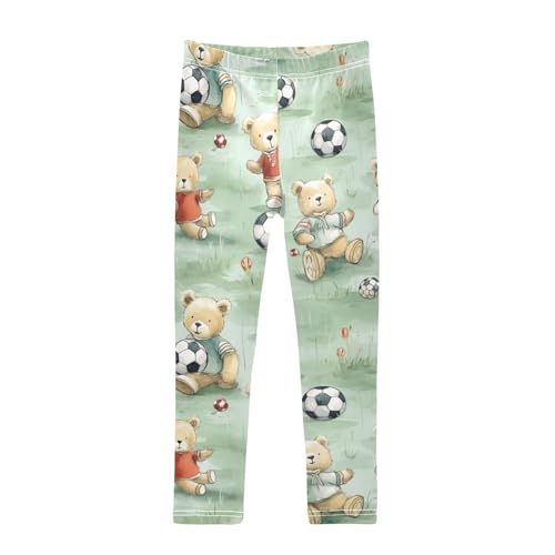 Kids High Waist Teddy Bear Soccer Cute Leggings for Toddler Girls 4T 202b2574
