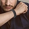 Casisto.J Men's Leather Bracelet, Braided Leather Beads, Stainless Steel, Black, Brown, Blue, with Magnetic Clasp, Easy Packaging #4