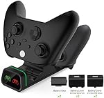 Controller Charging Station for Xbox One, Controller Charger with 2 x 800mAh Rechargeable Battery Packs Compatible for Xbox One/One X/One S/Xbox One Elite Wireless Controllers