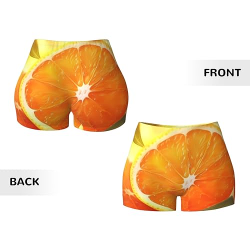 Cutting up an Orange Pattern Sports Shorts, high Elastic Slim Fitness Pants, Suitable for Yoga/Leisure/Daily wear3