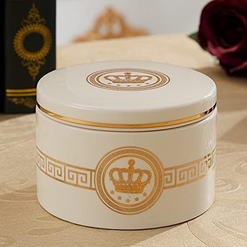 Cotton Swab Box Ceramic Candy Jar Coffee Tea Sugar Jars StorageJjars Nut Holder Sundry Box Kitchen Storage Boxes - (Size: Dia13X8.5cm, Color: B)