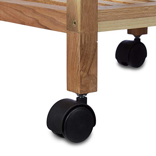 Relaxdays Bathroom Shelving with Wheels, Wooden, HxWxD: 71.5 x 35 x 31 cm, Handles, Rotating, 3 Shelves, Kitchen Rack, Natural Relaxdays Bathroom Shelving with Wheels, Wooden, HxWxD: 71.5 x 35 x 31 cm, Handles, Rotating, 3 Shelves, Kitchen Rack, Natural