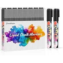 SMOOTHERPRO Liquid Chalk Marker Set 8 Colors 6mm Hightlight Blackboard Colorful Markers for Store Promotion, Menu Board, Art Decoration, Advertisement, Chalkboard Black