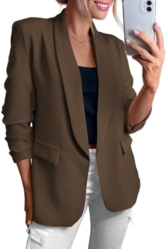 KIRUNDO Womens Blazer 2025 Spring Fall Bussiness Casual Long Sleeve Open Front Work Office Dressy Suit Jackets with Pockets