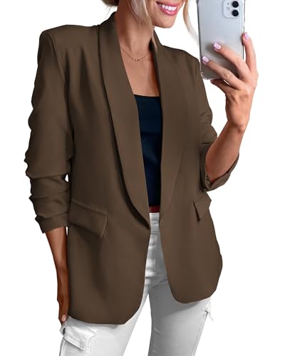 KIRUNDO Womens Blazer 2025 Spring Fall Bussiness Casual Long Sleeve Open Front Work Office Dressy Suit Jackets with Pockets