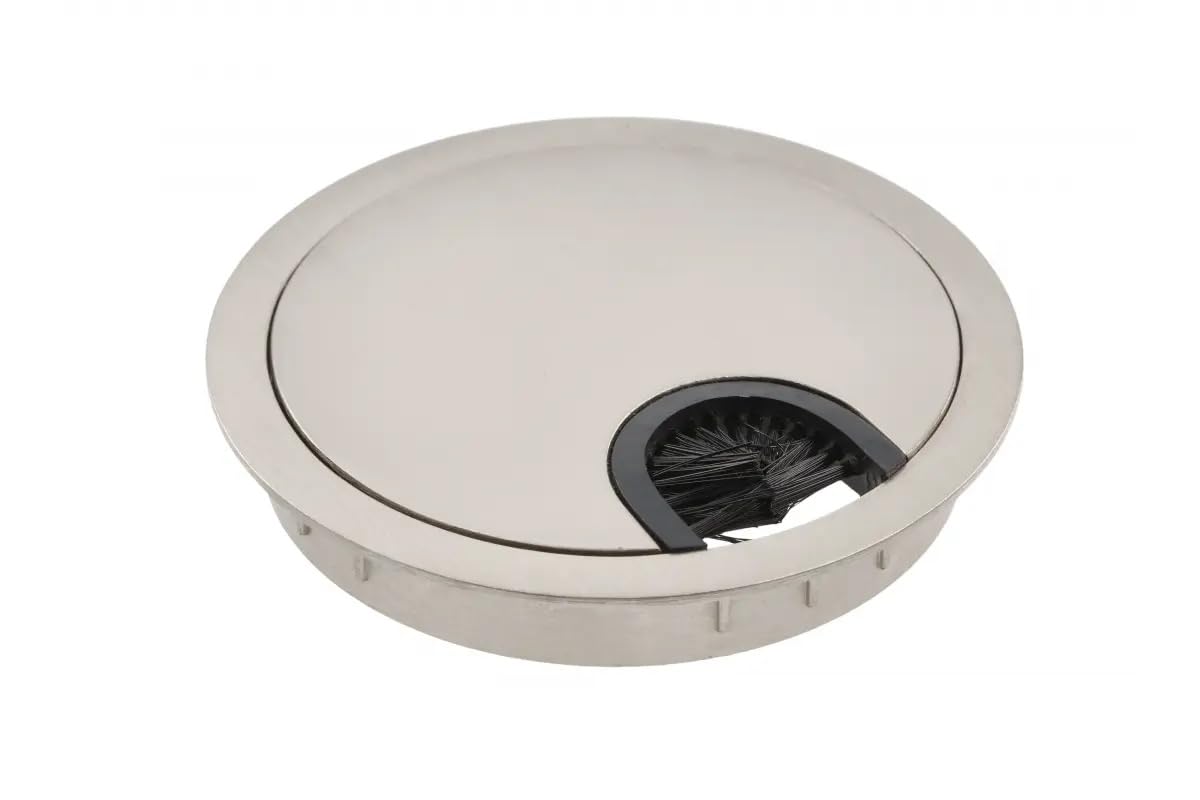 Gtv Silver 80Mm Metal Desk Cable Tidy Outlet Grommet Insert (Brushed Steel)