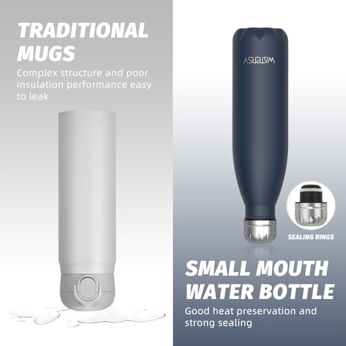 Image of WATERSY Stainless Steel water bottles,17oz /500ml Insulated Water Bottles,Cobalt metal water bottle Keeps Drink Cold and Hot,Blue BPA Free kids water bottles for School,Gym,Travel,Sports