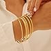 Sterling Silver Bangle Bracelets for Women,Fashion Jewelry Simple Adjustable 925 Silver Cuff Bangles for Women Mom Wife Valentine Mothers Day Gift (Gold 6 pieces)