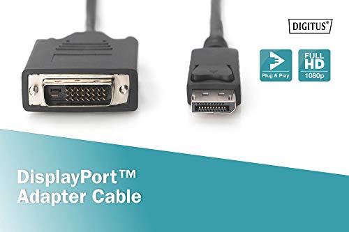 DIGITUS Assmann - Adaptador DVI - DisplayPort, Negro