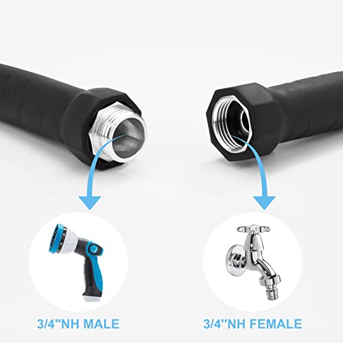 Finechao Garden Hose 5/8" X 50Ft With 10 Function Water Hose Nozzle Sprayer, Commercial Grade Rubber Lead-In Heavy Duty Hose, 100% Rubber, Ultra-Light, Super Strong Hose… #TOP2