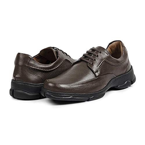 Sapato Linha Extremo Conforto Couro Floater Sem-stress Medical Line - 0121 - Café Cor:Marrom;Tamanho