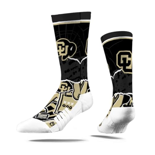 Strideline Colorado Buffaloes Tear-Out Logo NCAA Licensed Crew Socks - Blue (M-L)