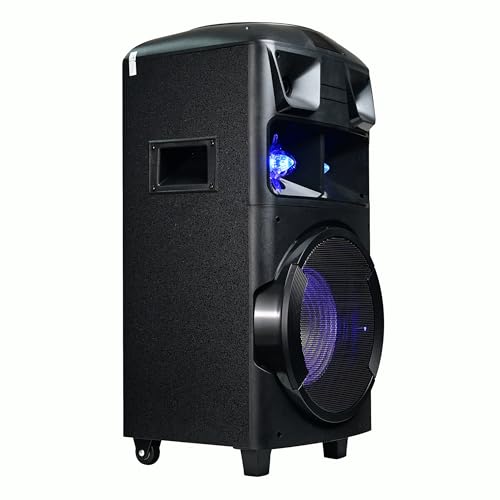 Image of FRONTECH Cruz TWS Wireless Bluetooth 100W 5.0 Trolley Speaker with RGB Lights, Wireless Mic, Up to 5.5 Hours Playtime, 1.0 Channel (Black, SW-0205)