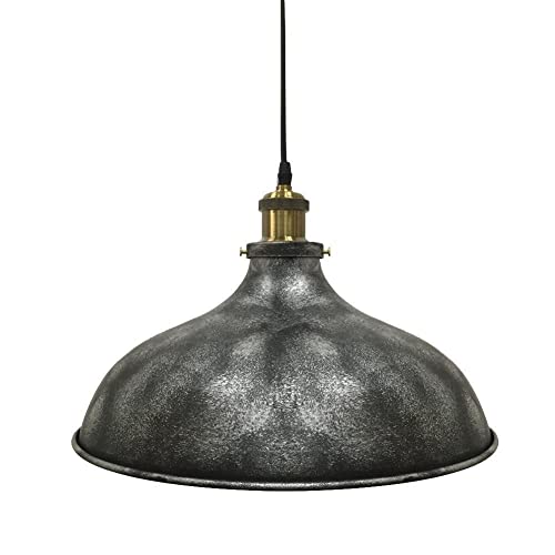 Lámpara colgante retro de hierro forjado con acabado artesanal gris antiguo