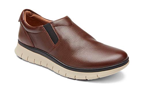 Vionic Men's Khai Casual Slip On Shoe - Men's Walking Shoes with Concealed Orthotic Arch Support Tobacco Leather 11.5 Medium US