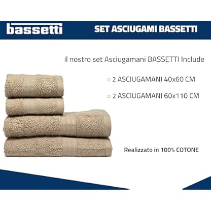 Bassetti Superweiches Handtuch-Set, 480 g/m², 100 % Baumwolle, 4-teiliges Set, saugfähig, flauschig (Kordel, 2 mit 60 x 110 cm + 2 x 40 x 60 cm) – Bild 3