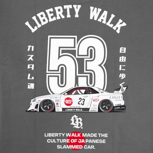 Liberty Walk LBWK Skyline GT-R R34 JDM Graphic T-Shirt Gray Car Enthusiast Tuner Streetwear Japanese Tuning Car Culture Gift - Image 4