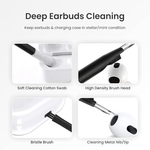 Image of Amazon Basics Clean N 19-in-1 Smart Gadget Cleaning Kit | Multi-Device Cleaner for Smartphones, Laptops, Tablets, Earbuds & Keyboards | Compact All-in-One Electronic Cleaning Tool (White)