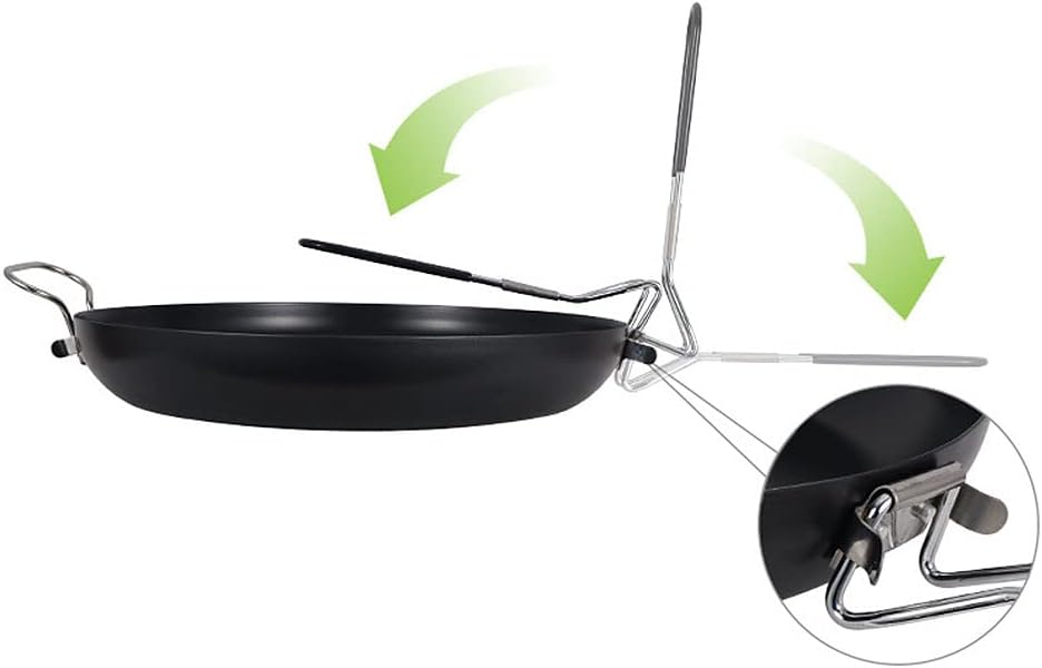 Non-Stick Iron Cooking Pot, Camping Cooking Pot with Foldable Handle, Outdoor Frying Pot for Outdoor Open Over Fire Hiking Backpacking Travelling