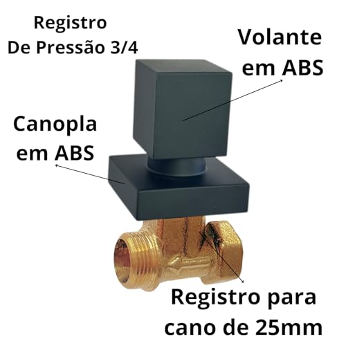 Combo Registro Gaveta Preto 3/4 E Registro Pressão Preto 3/4 (Preto)