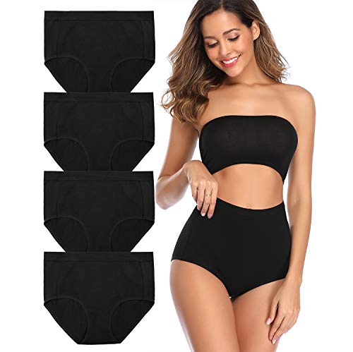 Image of Women's High Waist Cotton Underwear Soft Brief Panties Decorated with Lace Regular and Plus Size