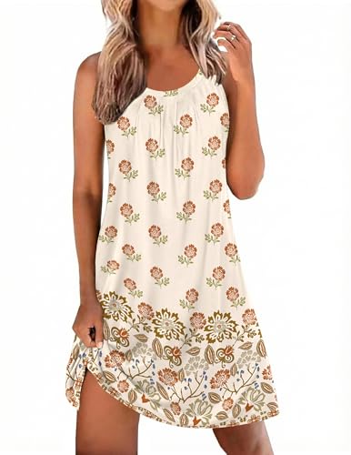 Image of Ekouaer Nightgowns for Women Sleeveless Sleepwear Tank Pleated Sleep Shirt
