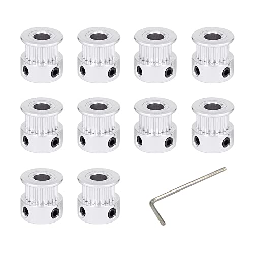 Befenybay 10pcs Silver 2GT Synchronous Wheel 20 Teeth 6.35mm Bore Width 6mm Belt Aluminum Timing Pulley for 3D Printer (