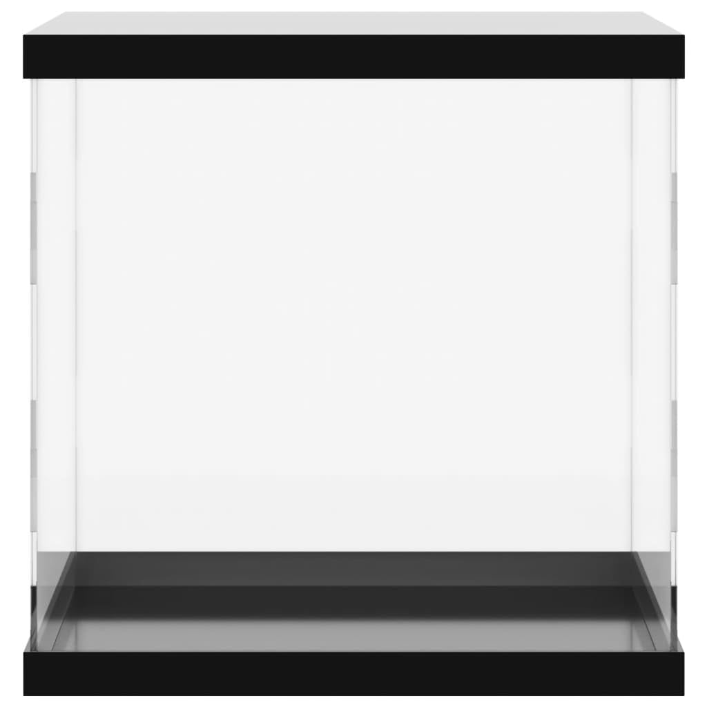 Vetrina in acrilico, 30 x 30 x 30 cm, scatola trasparente da collezione per figurine, antipolvere, con fondo nero e coperchio, per modellismo e souvenir