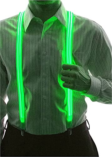 QQY Light Up LED Tirantes para hombres, Tirantes traseros Tirantes con luz LED Tirantes con luz LED Tirantes con forma de Y para fiesta Night Club Gift (Verde) Cover