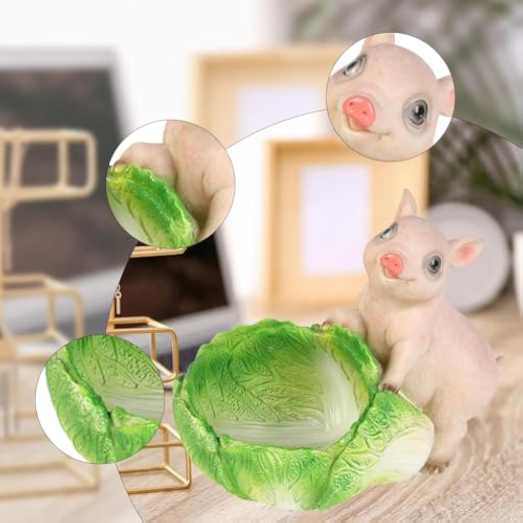 Cute Pig Statue Cabbage Storage Tray for Decor