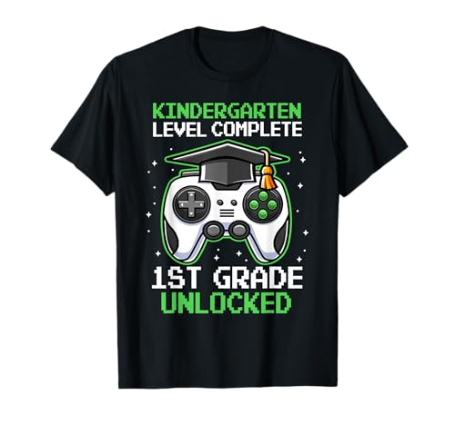 Kindergarten Graduation 1st Grade Unlocked Gamer Boys Kids T-Shirt