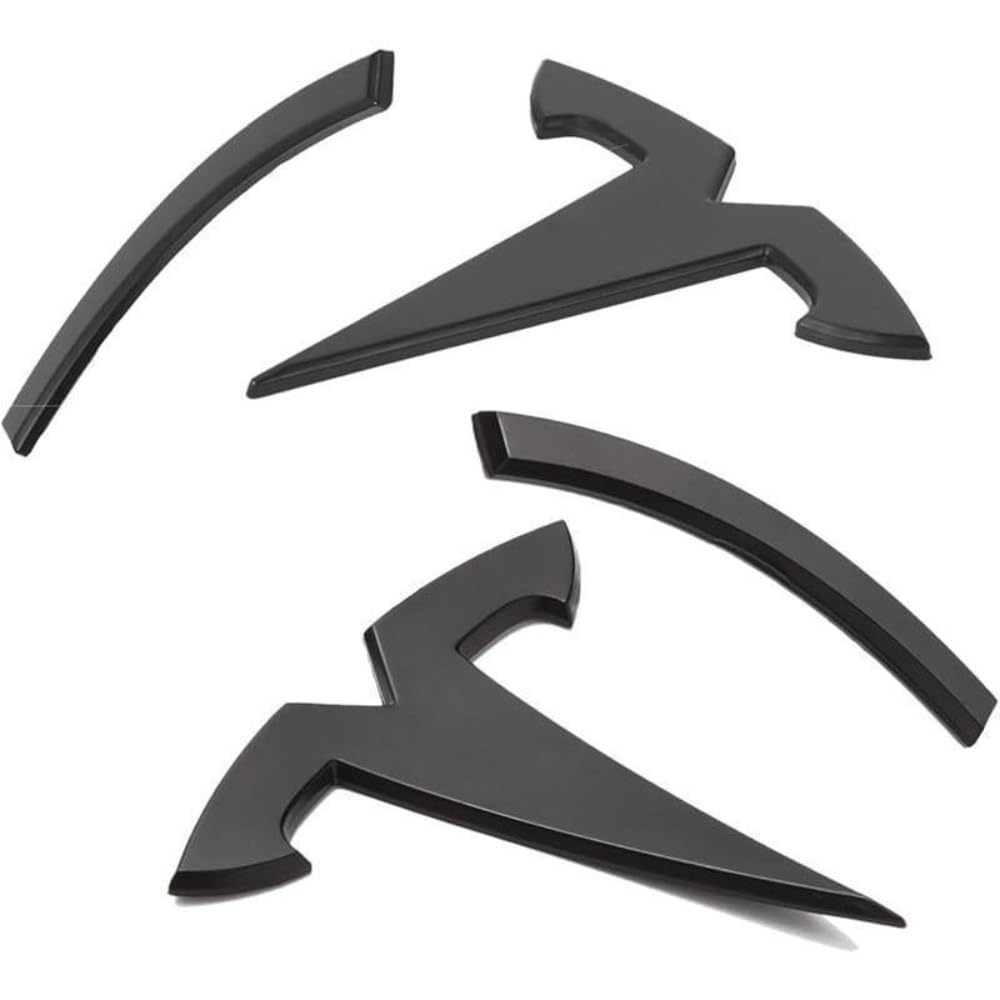 Mauxpiao Black Applicable To Tesla Front And Rear Car Logo Emblems, 2Pcs Vehicle Badge Stickers, Exterior Decoration Accessories Rewr/Black/2 Pcs