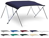 XGEAR 3-4 Bow Bimini Top Boat Cover with 4 Straps, Mounting Hardwares and Storage Boot, Full Size (Navy Blue, 3 Bow: 6'L x 46' H x 54'-60' W)
