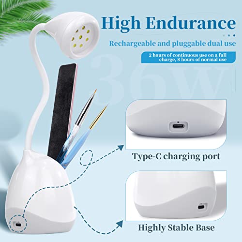 Saviland Rechargeable Nail Led Lamp - 36W Mini U V Light For Gel Nails With Nail Brush Holder Gel X Nail Lamp And Flash Cure Light For Nails Portable U V Lamp For Resin Curing For Home Diy Nail Salon #TOP3