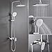 Produktbild WOOHSE Duschsystem mit Armatur, Regendusche 9 Zoll, Duschset mit Ablage, Handbrause 3 Strahlarten, Brause mit Schlauch 1.5m, Duschkopf ABS, Höhenverstellbare Duschstange, Duschsäule Edelstahl