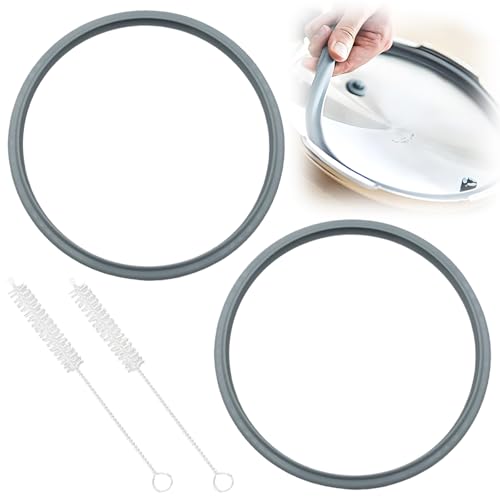 ZOCONE 2 Stück Dichtungsring für Schnellkochtopf 22cm mit Reinigungsbürste, Silikondichtung Dichtring Ø 22 cm Gummiring Ersatzteile